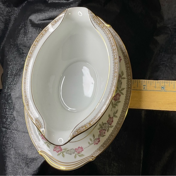 Gravy Boat Bowl With Unberplate Cordell by Noritake China 5408 Japan Gold Trim - Picture 5 of 7